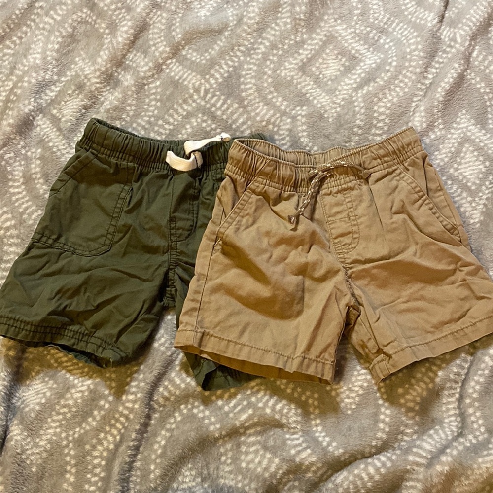 (2) 18 Month Shorts- Green Carters, Khaki Cat & Jack